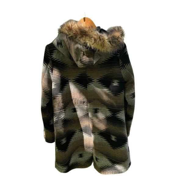 BB Dakota Toggle Coat Southwestern Aztec Hooded Jacket Wool Blend Women’s Med. - Picture 7 of 11